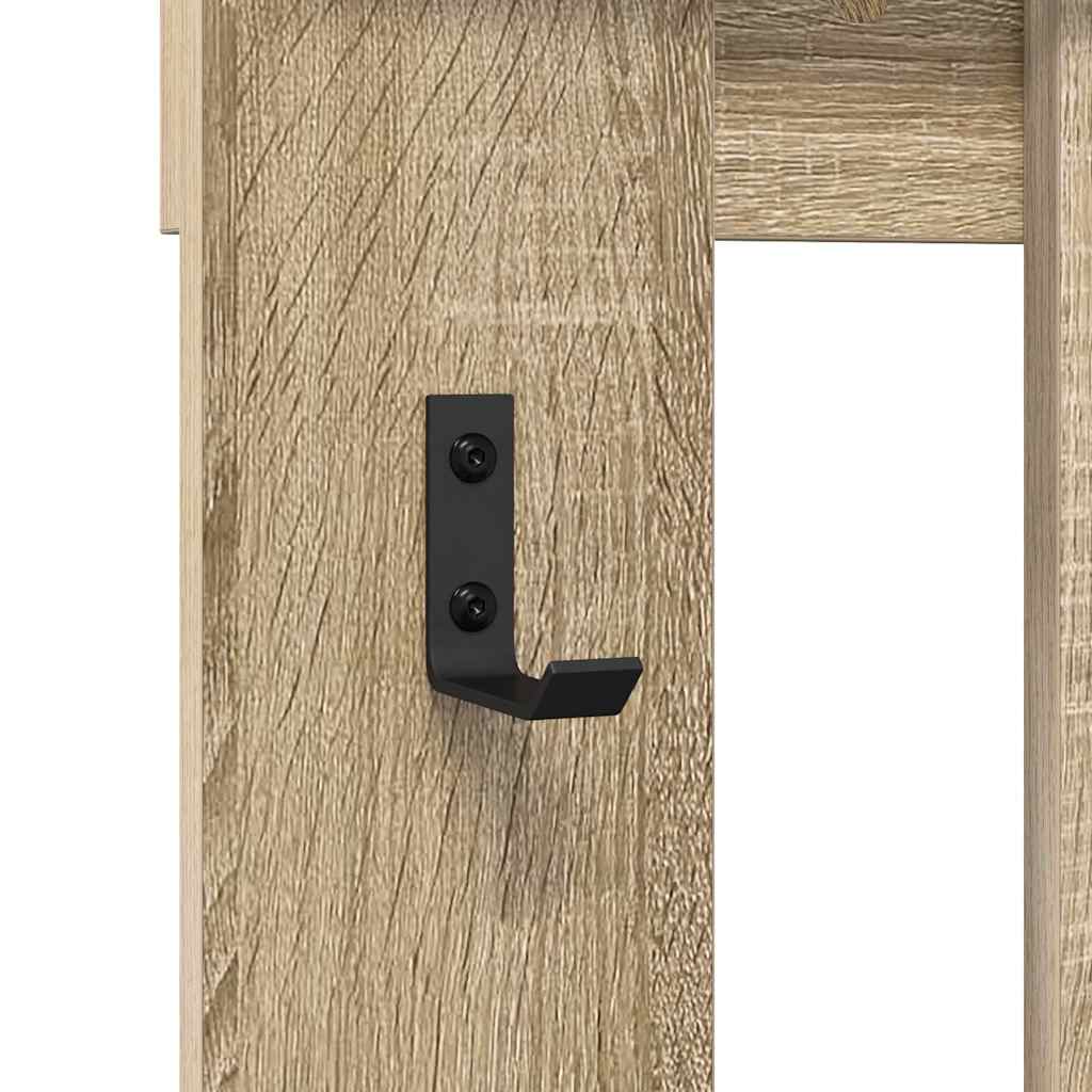 vidaXL Wall-Mounted Coat Rack with Mirror Sonoma Oak 100 x 10 x 100 cm