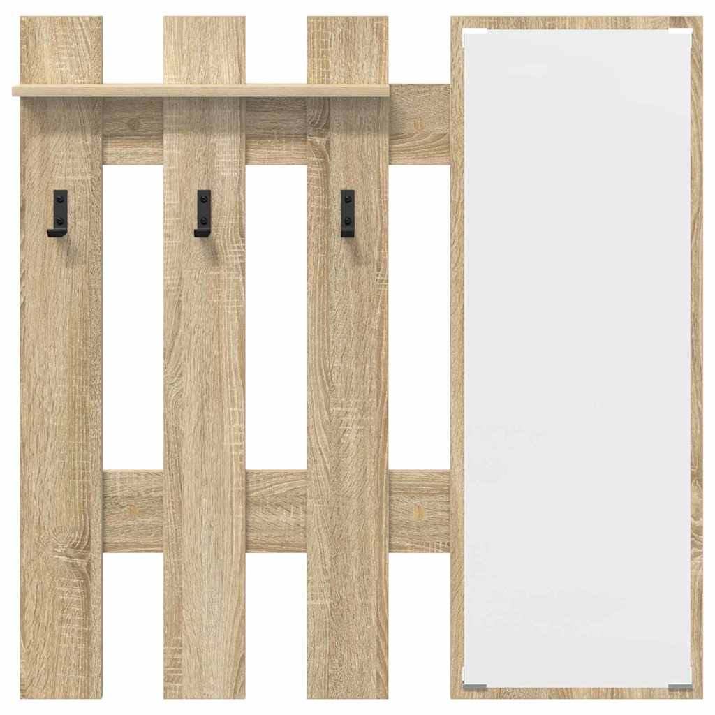 vidaXL Wall-Mounted Coat Rack with Mirror Sonoma Oak 100 x 10 x 100 cm