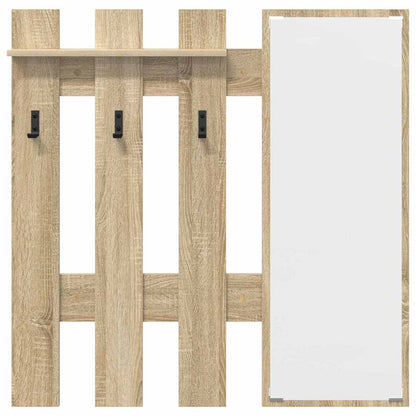 vidaXL Wall-Mounted Coat Rack with Mirror Sonoma Oak 100 x 10 x 100 cm