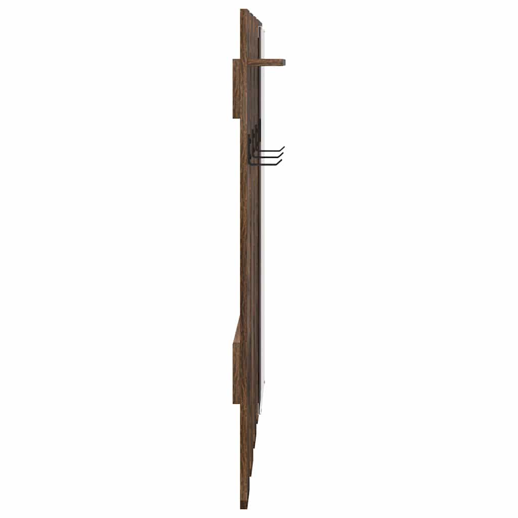 vidaXL Wall-Mounted Coat Rack with Mirror Smoked Oak 100 x 10 x 100 cm