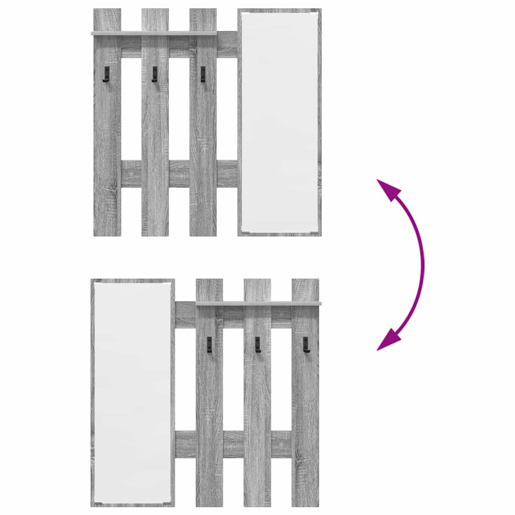 vidaXL Wall-Mounted Coat Rack Grey Sonoma 100 x 10 x 100 cm