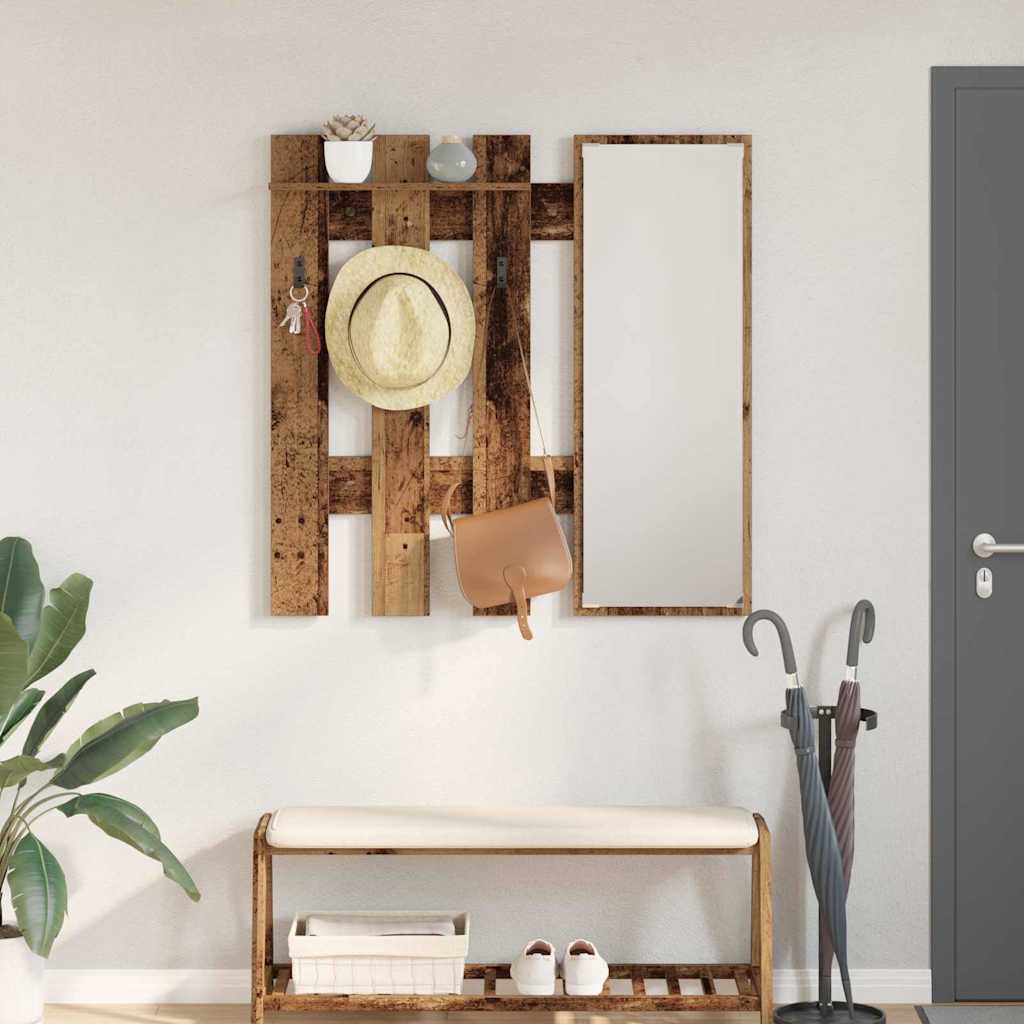 vidaXL Wall-Mounted Coat Rack Wall-mounted Old Wood 100 x 10 x 100 cm
