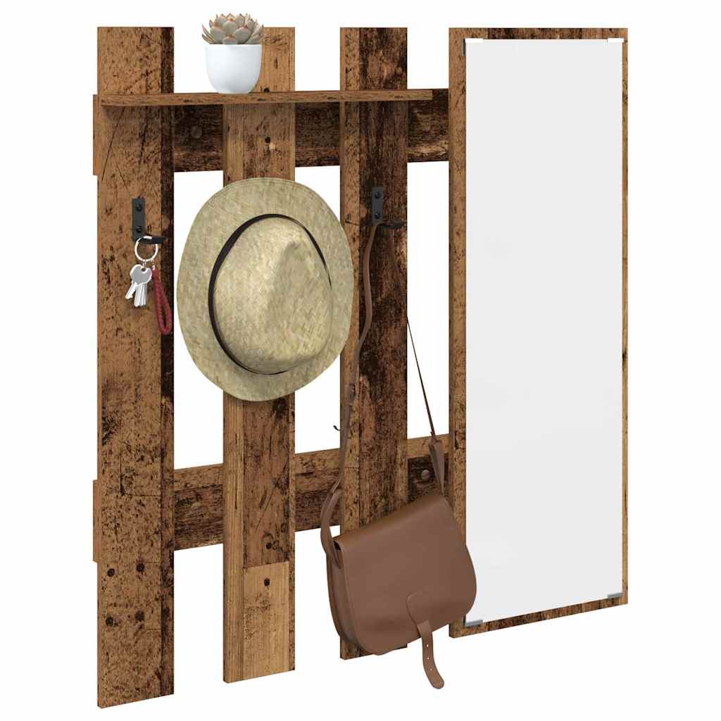 vidaXL Wall-Mounted Coat Rack Wall-mounted Old Wood 100 x 10 x 100 cm