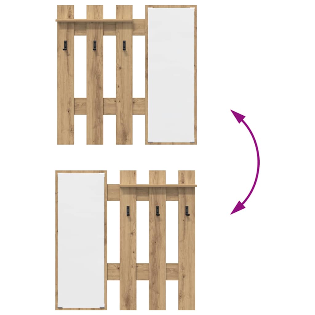 vidaXL Wall-Mounted Coat Rack Artisan Oak 100 x 10 x 100 cm