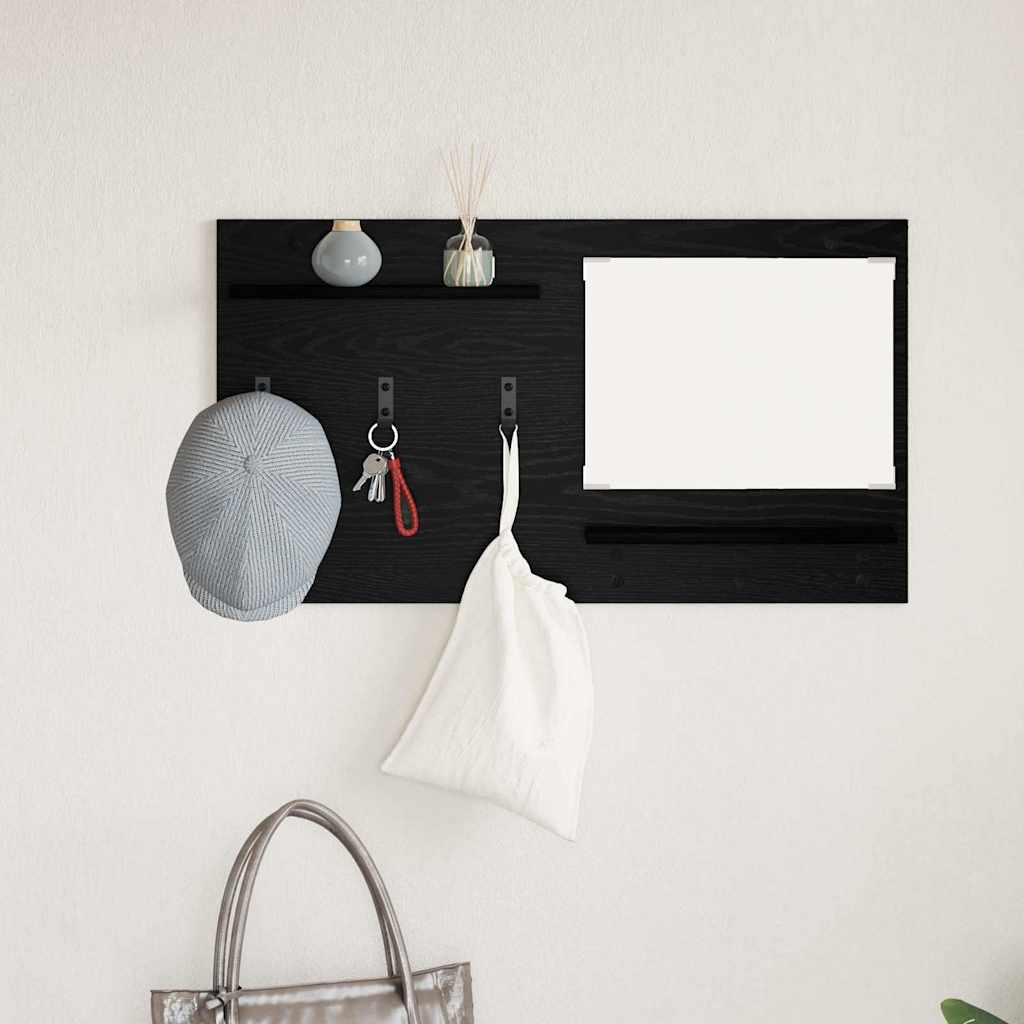 vidaXL Wall-Mounted Coat Rack with Shelf Black Oak 90 x 10 x 50 cm