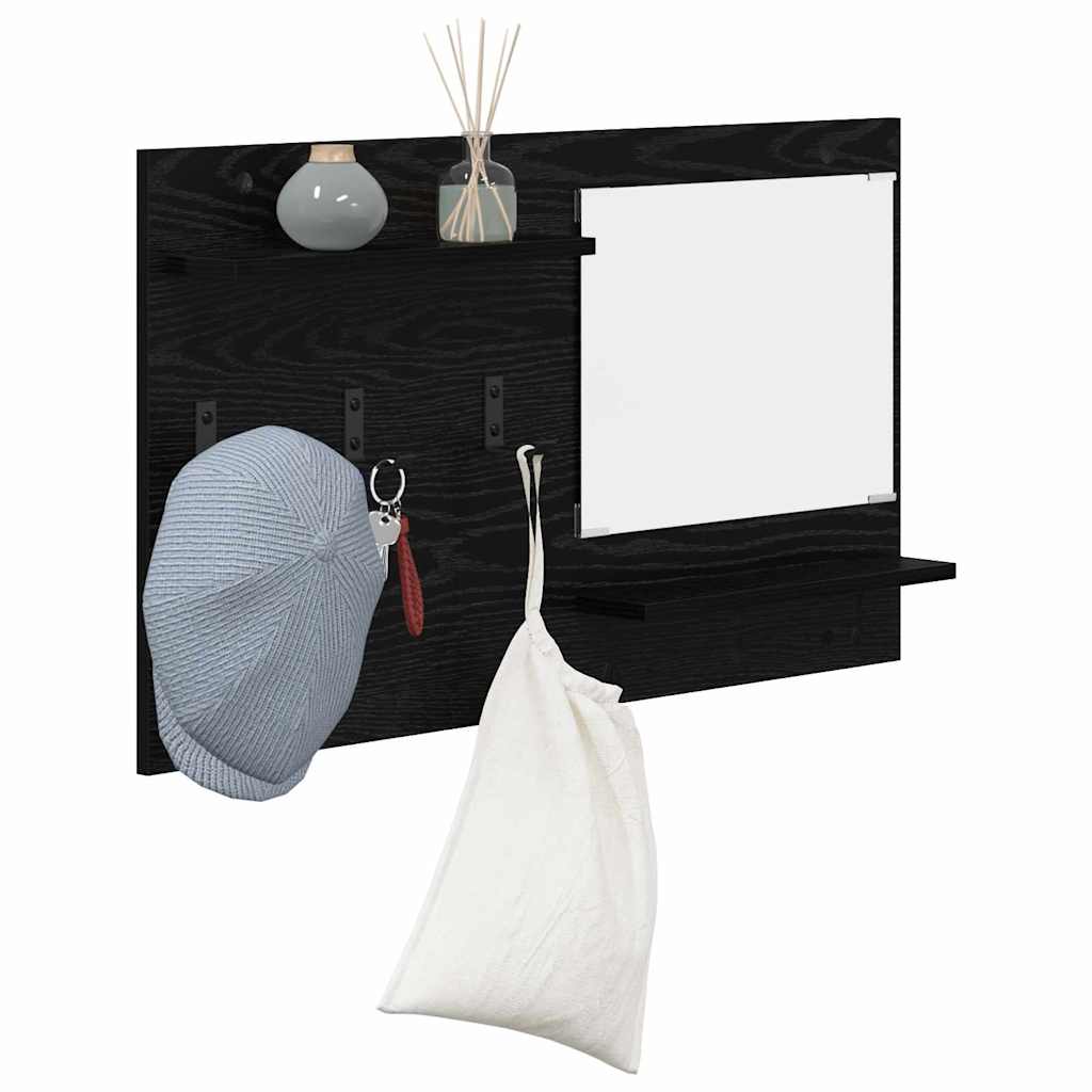 vidaXL Wall-Mounted Coat Rack with Shelf Black Oak 90 x 10 x 50 cm