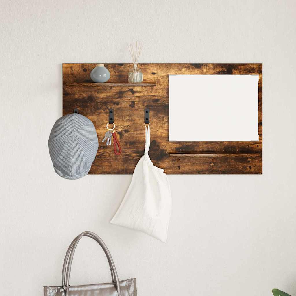 vidaXL Wall-Mounted Coat Rack with Shelf Smoked Oak 90 x 10 x 50 cm