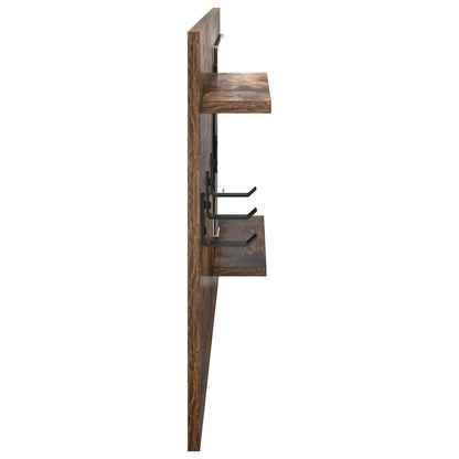 vidaXL Wall-Mounted Coat Rack with Shelf Smoked Oak 90 x 10 x 50 cm