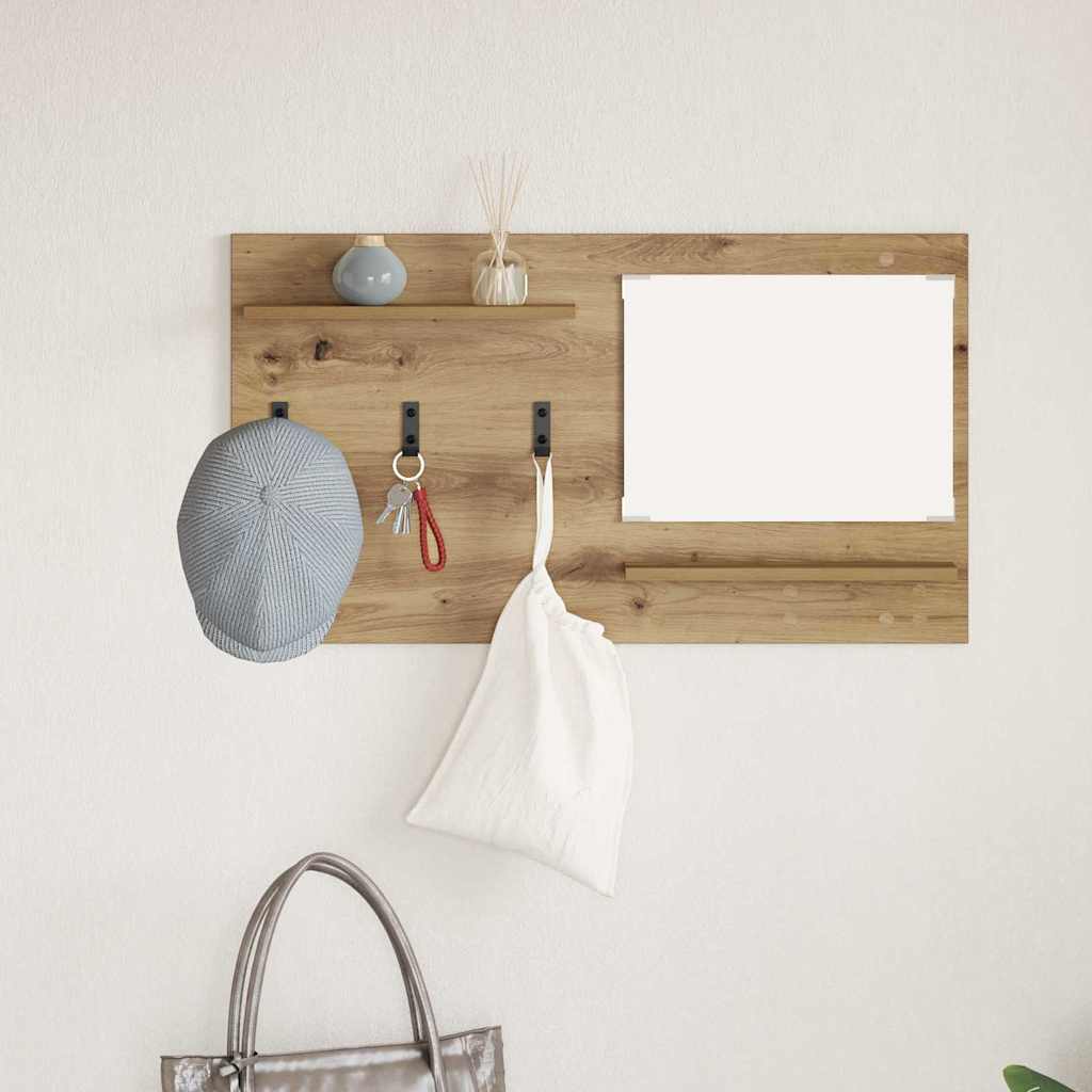 vidaXL Wall-Mounted Coat Rack with Shelf Artisan Oak 90 x 10 x 50 cm