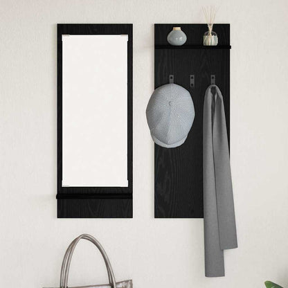 vidaXL Wall-Mounted Coat Rack Wall-Mounted Black Oak 70 x 10 x 90 cm