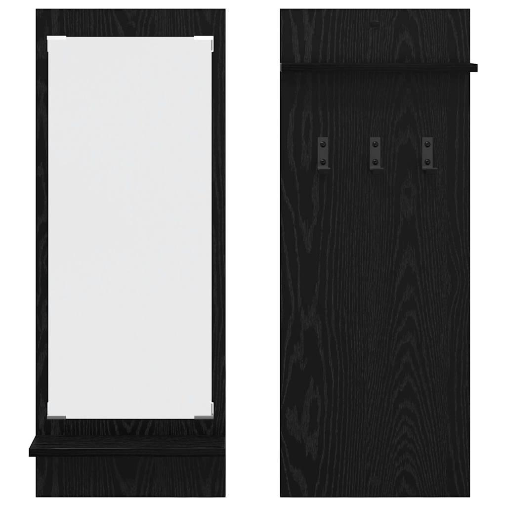 vidaXL Wall-Mounted Coat Rack Wall-Mounted Black Oak 70 x 10 x 90 cm