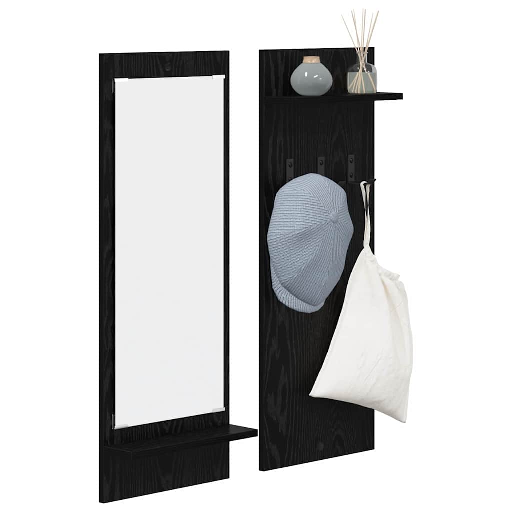 vidaXL Wall-Mounted Coat Rack Wall-Mounted Black Oak 70 x 10 x 90 cm