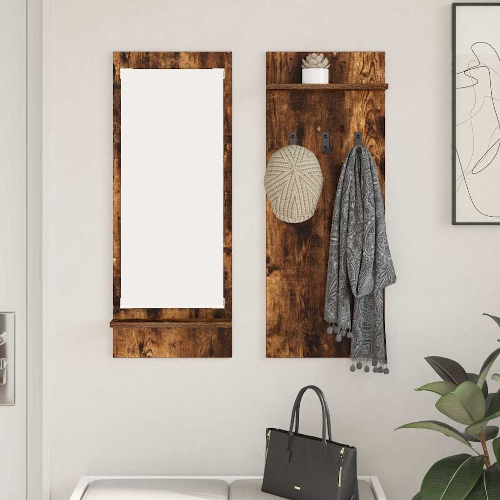 vidaXL Wall-Mounted Coat Rack with Shelf Smoked Oak 70 x 10 x 90 cm