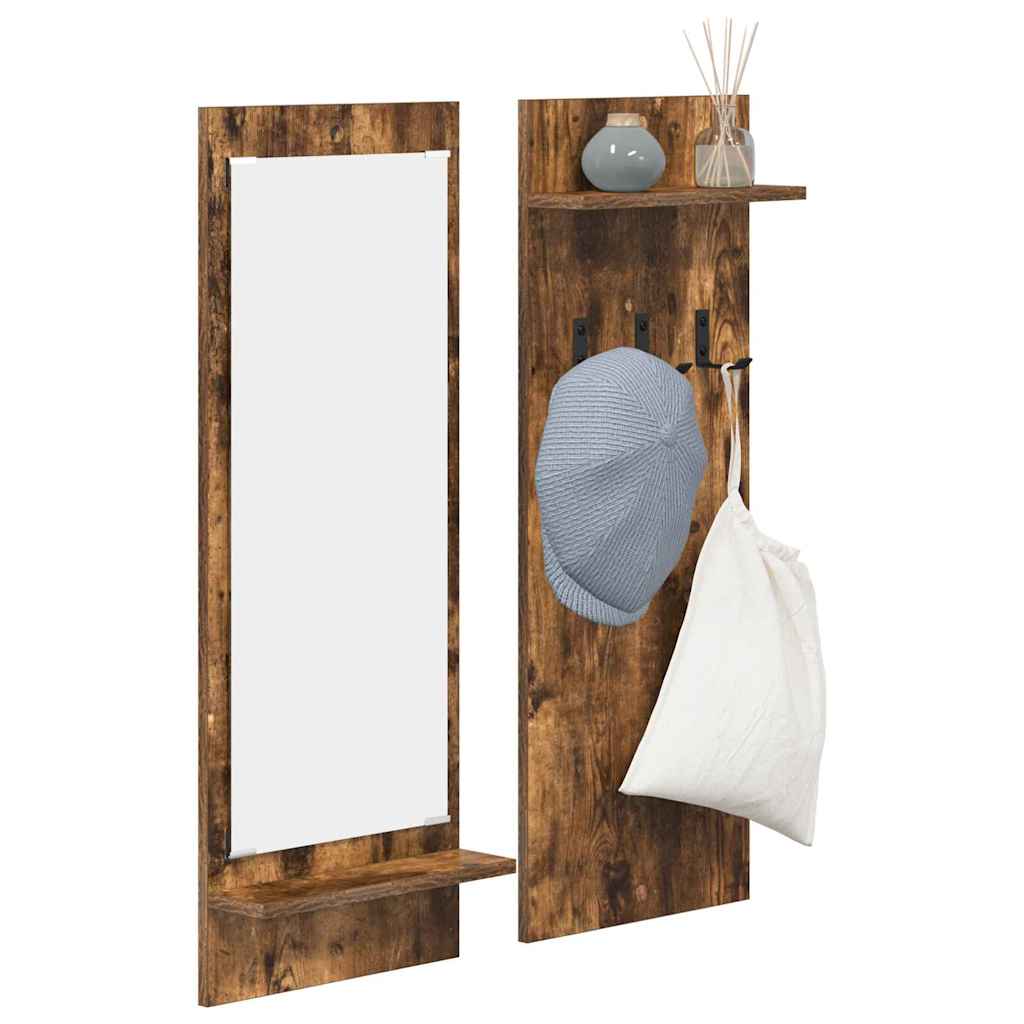 vidaXL Wall-Mounted Coat Rack with Shelf Smoked Oak 70 x 10 x 90 cm
