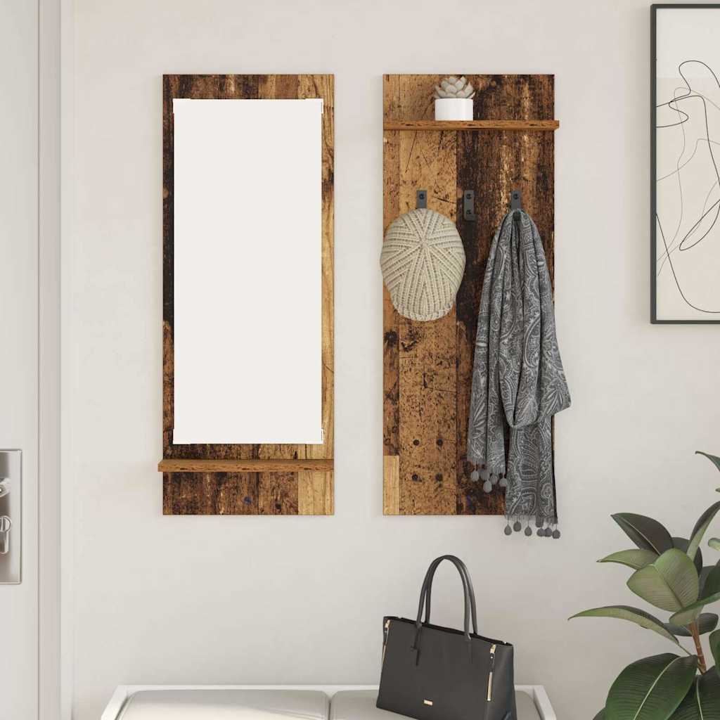 vidaXL Wall-Mounted Coat Rack Old Wood 70 x 10 x 90 cm Engineered wood
