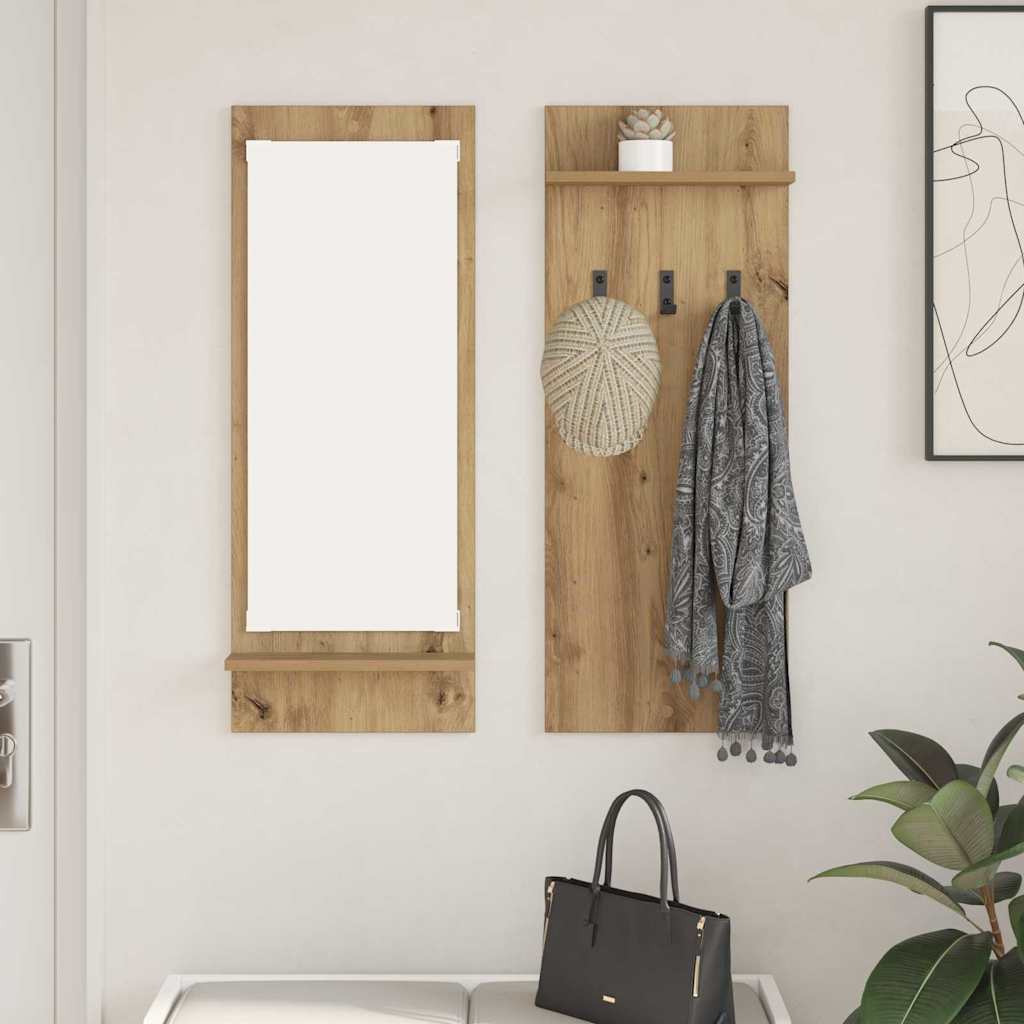 vidaXL Wall-Mounted Coat Rack with Shelf Artisan Oak 70 x 10 x 90 cm