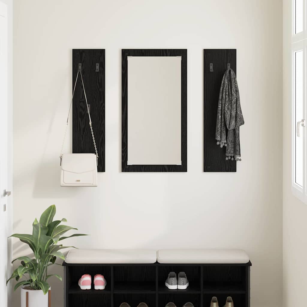 vidaXL Wall-Mounted Coat Rack Wall-mounted Black Oak 96 x 1.5 x 90 cm