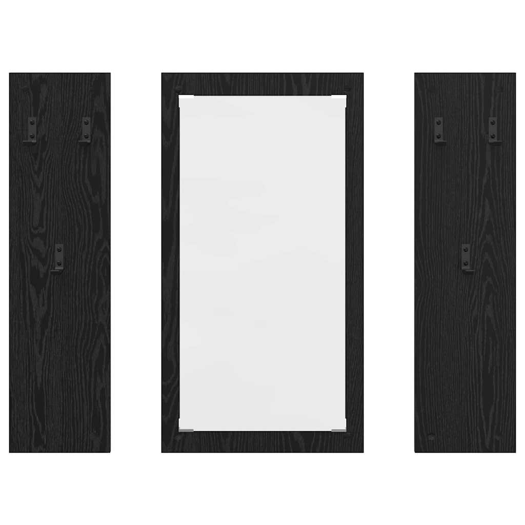 vidaXL Wall-Mounted Coat Rack Wall-mounted Black Oak 96 x 1.5 x 90 cm