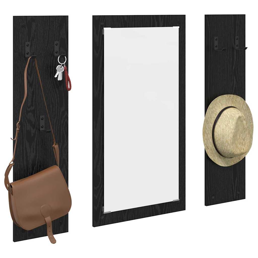 vidaXL Wall-Mounted Coat Rack Wall-mounted Black Oak 96 x 1.5 x 90 cm