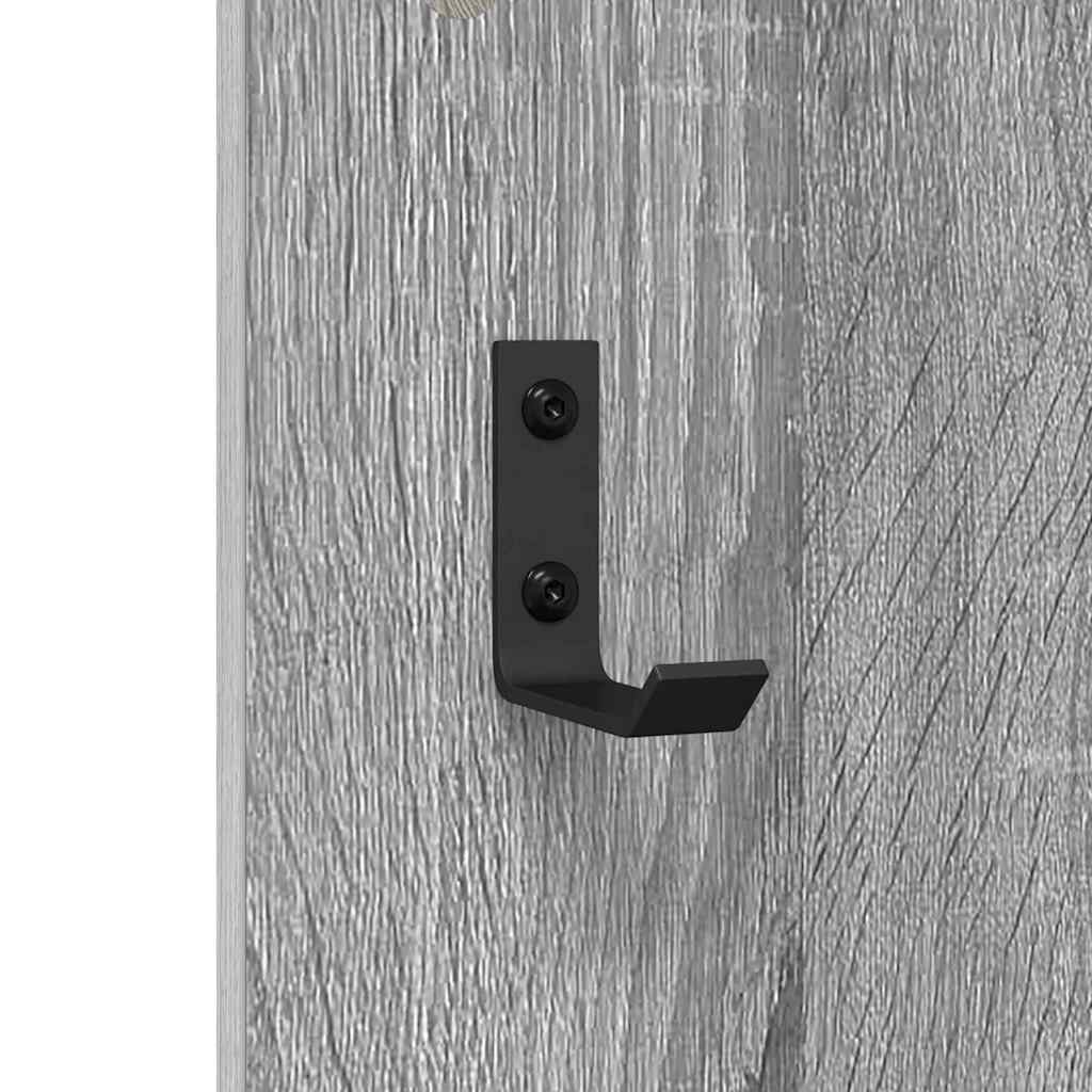 vidaXL Wall-Mounted Coat Rack with Mirror Grey Sonoma 96 x 1.5 x 90 cm