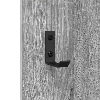 vidaXL Wall-Mounted Coat Rack with Mirror Grey Sonoma 96 x 1.5 x 90 cm
