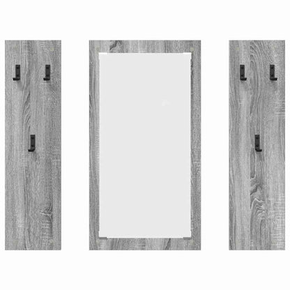 vidaXL Wall-Mounted Coat Rack with Mirror Grey Sonoma 96 x 1.5 x 90 cm