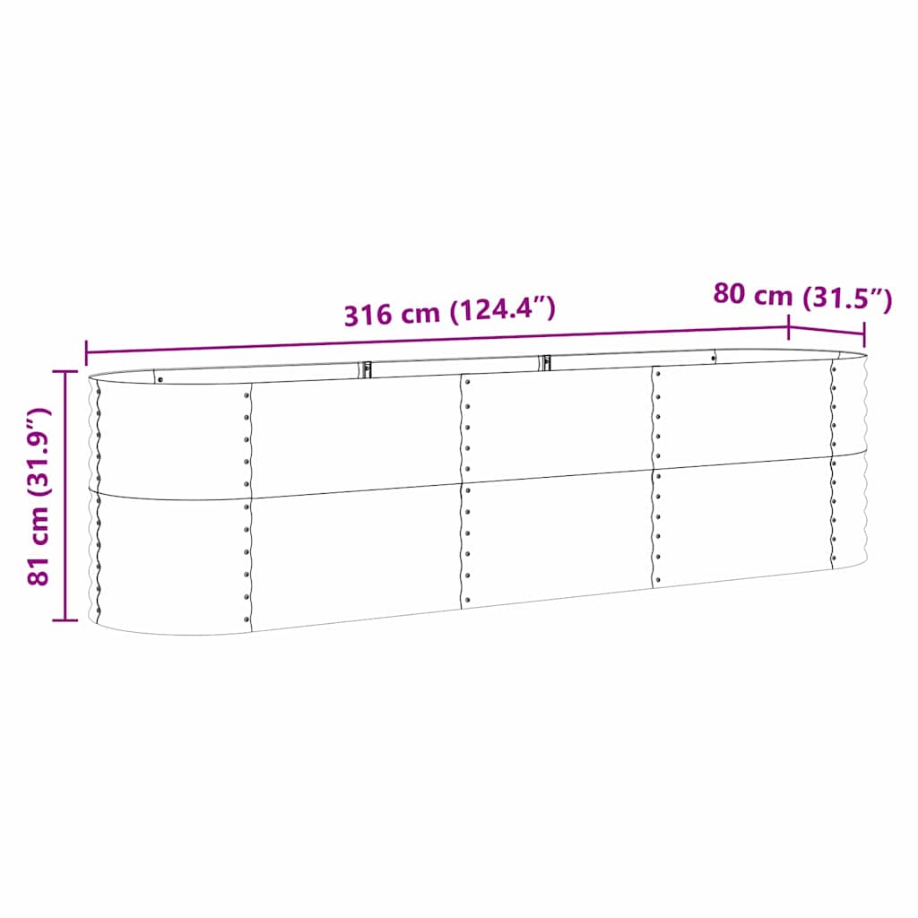 vidaXL Raised Bed Brown 320 x 80 x 81 cm Steel