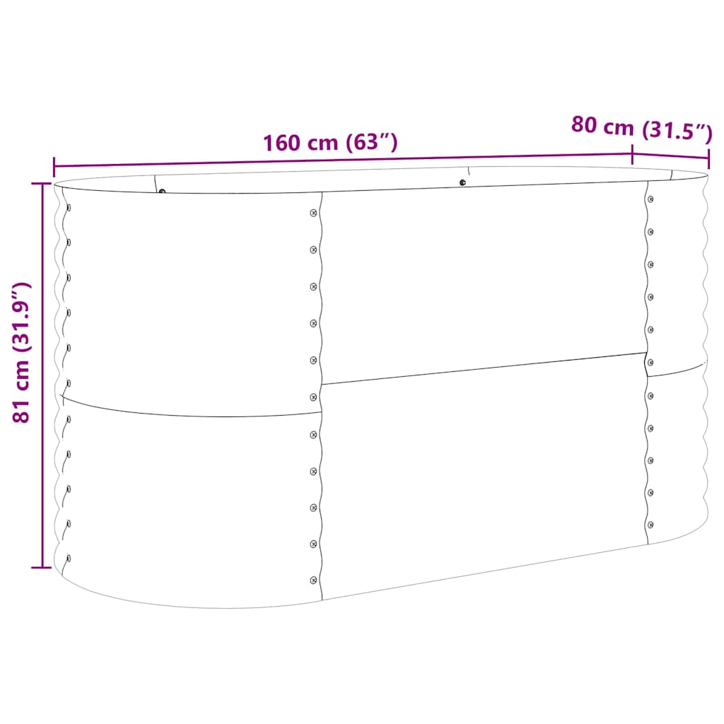 vidaXL Raised Bed Brown 160 x 80 x 81 cm Steel