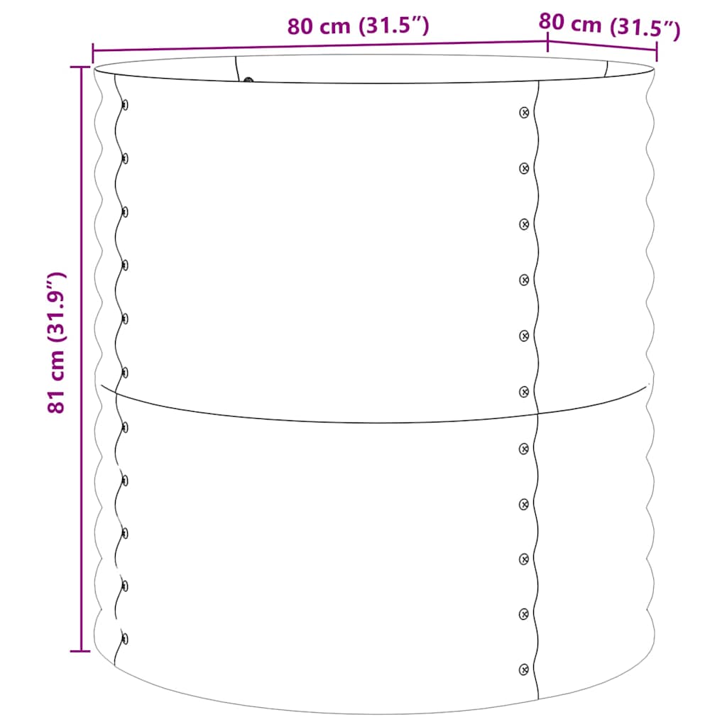 vidaXL Raised Bed Brown 80 x 80 x 81 cm Steel
