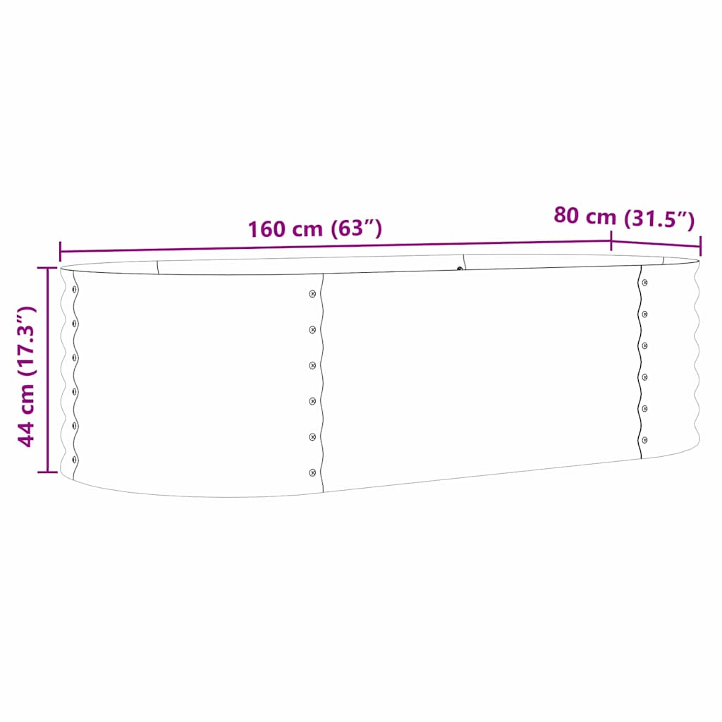 vidaXL Raised Bed Brown 160 x 80 x 44 cm Steel