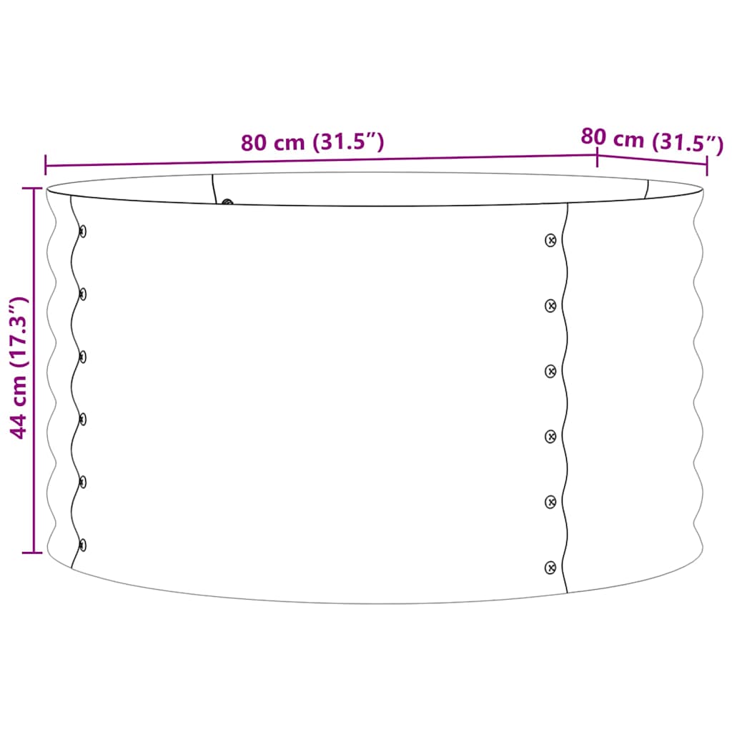 vidaXL Raised Bed Brown 80 x 80 x 44 cm Steel