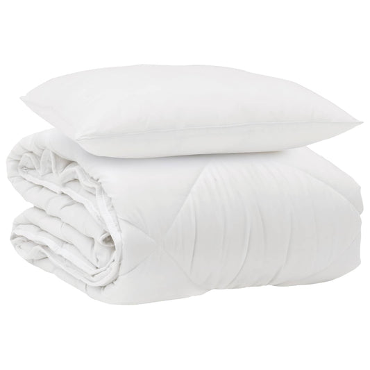 vidaXL All-Season Duvet with Pillow 2 pcs White Microfiber