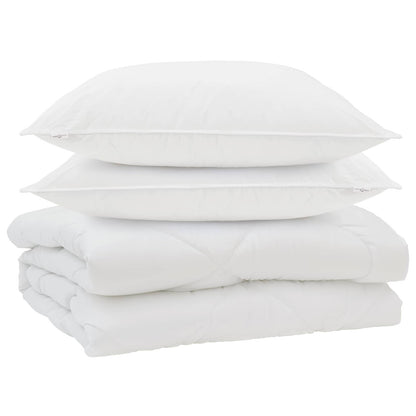 vidaXL Duvet with Pillow 3 pcs White Microfibre