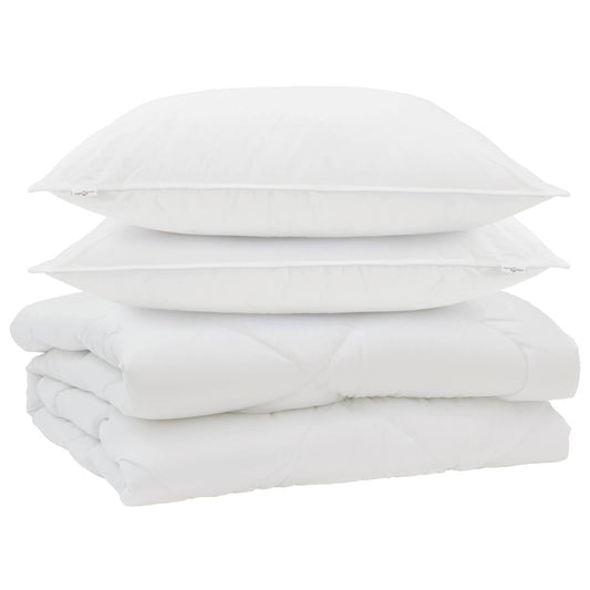 vidaXL Duvet with Pillow 3 pcs White Microfibre