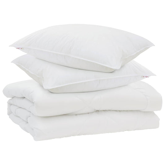 vidaXL Duvet with Pillow 3 pcs White Microfibre