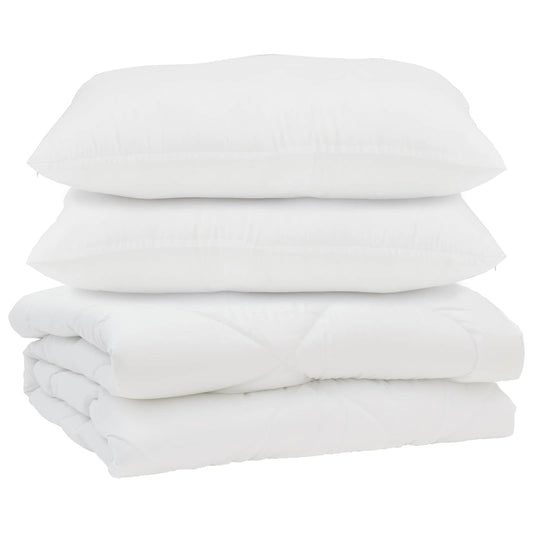 vidaXL Duvet with Pillow 3 pcs White Microfibre