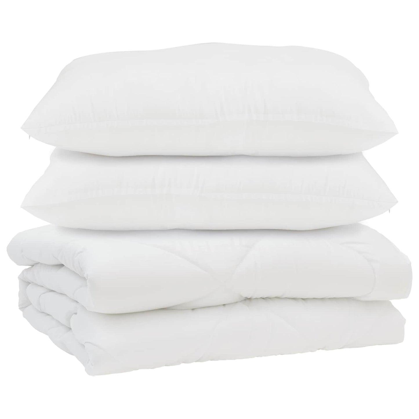 vidaXL Duvet with Pillow 3 pcs White Microfibre