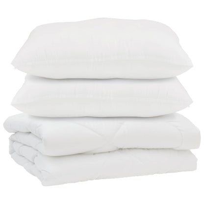 vidaXL Duvet with Pillow 3 pcs White Microfibre
