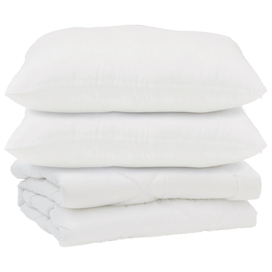 vidaXL Duvet with Pillow 3 pcs White Microfibre