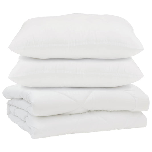 vidaXL Duvet with Pillow 3 pcs White Microfibre