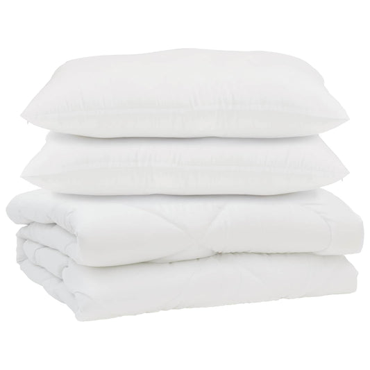 vidaXL Duvet with Pillow 3 pcs White Microfibre