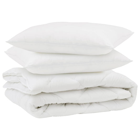 vidaXL Duvet with Pillow 3 pcs White Microfibre