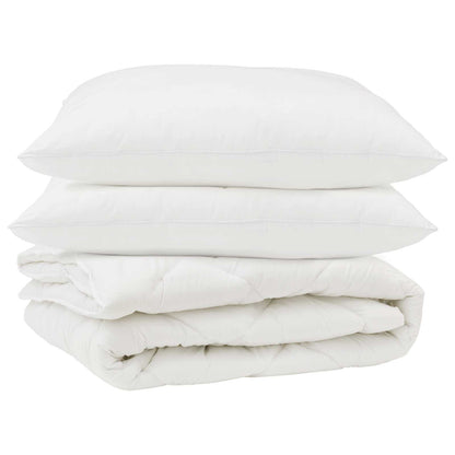 vidaXL Duvet with Pillow 3 pcs White Microfibre