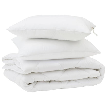 vidaXL Duvet with Pillow 3 pcs White Microfibre