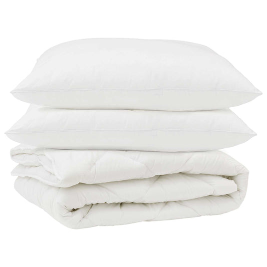 vidaXL Duvet with Pillow 3 pcs White Microfibre