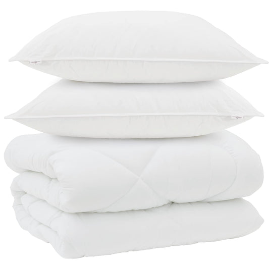 vidaXL Winter Duvet with Pillow 3 pcs White Microfiber