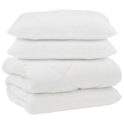 vidaXL Duvet with Pillows 3 pcs White Microfiber and Down Feather