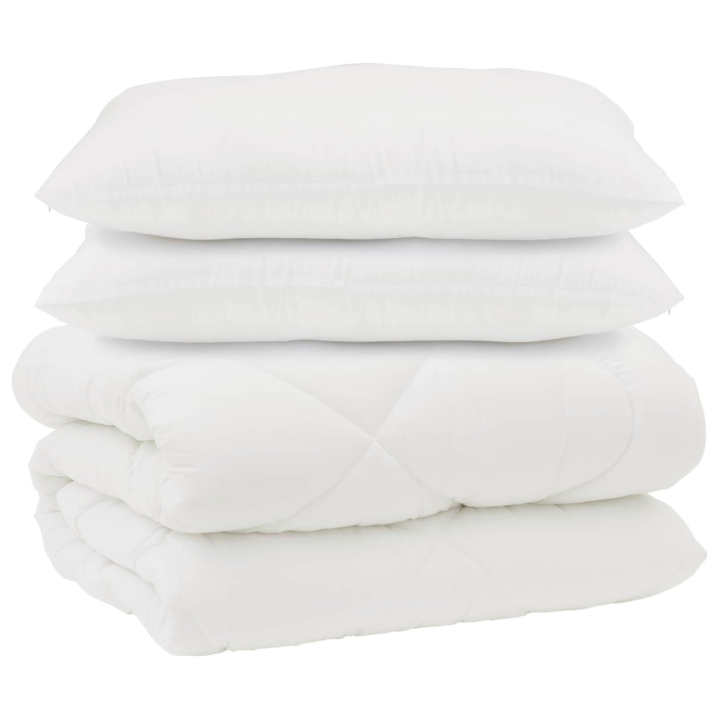 vidaXL Duvet with Pillows 3 pcs White Microfiber and Down Feather