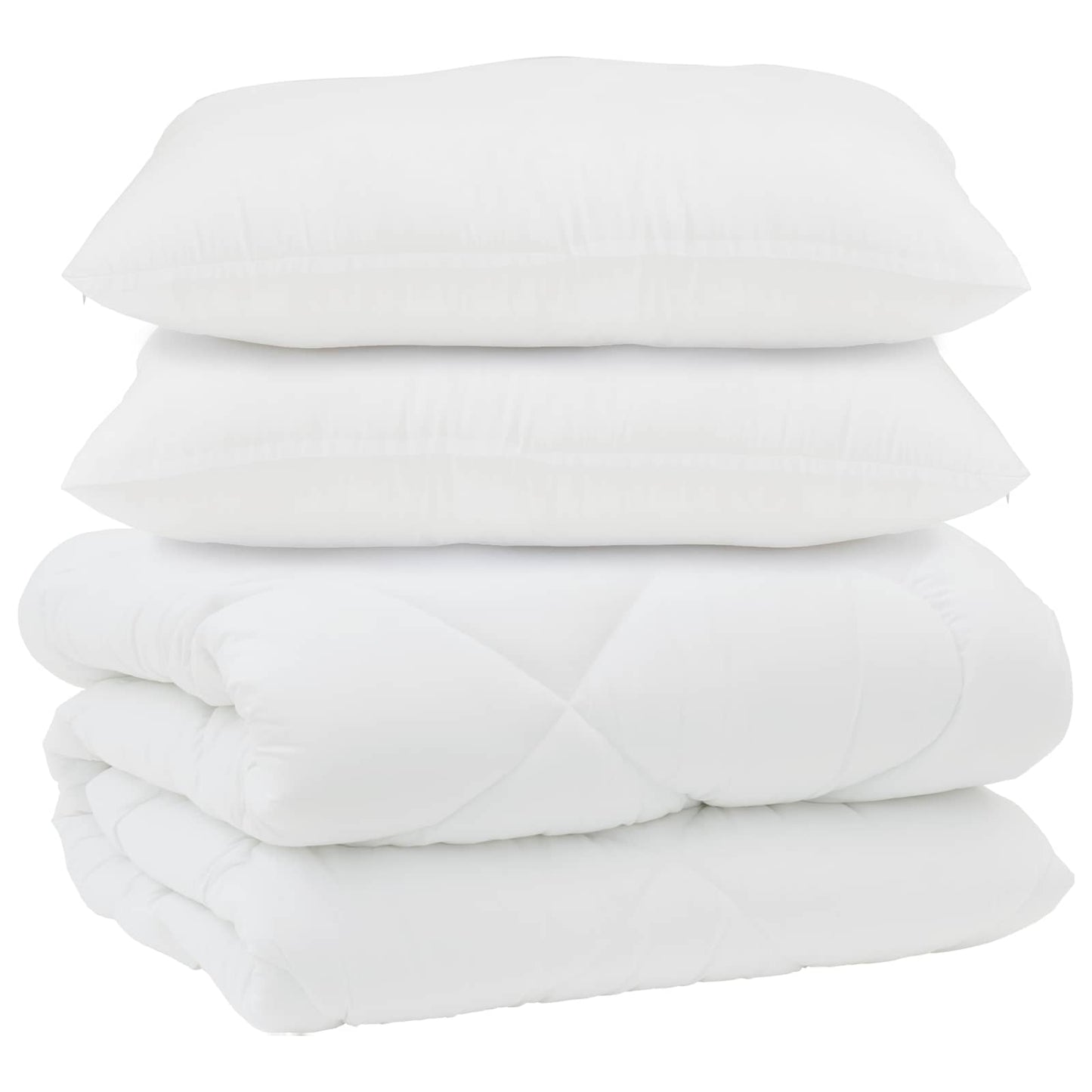 vidaXL Duvet with Pillows 3 pcs White Microfiber and Down Feather