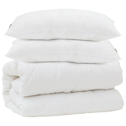 vidaXL Duvet with Pillow 3 pcs White Microfibre